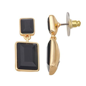 yz iCEFXg fB[X sAXECO ANZT[ Nine West Gold-Tone Simulated Gemstone Dangle Earrings Jet Tone