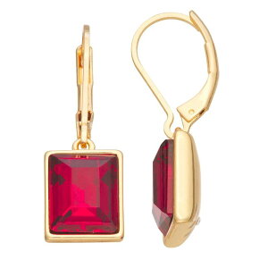 yz iCEFXg fB[X sAXECO ANZT[ Nine West Gold-Tone Simulated Gemstone Leverback Earrings Red