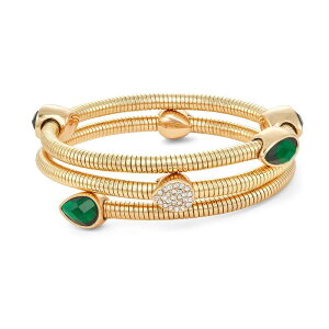 yz iCEFXg fB[X uXbgEoOEANbg ANZT[ Nine West Gold Tone Simulated Gemstone Coil Bracelet Green