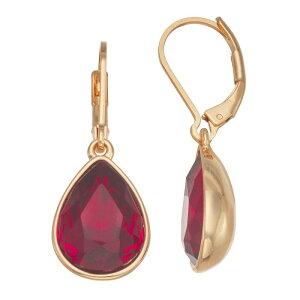 yz iCEFXg fB[X sAXECO ANZT[ Nine West Gold-Tone Simulated Gemstone Teardrop Dangle Earrings Red