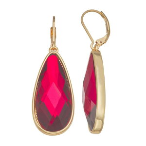 yz iCEFXg fB[X sAXECO ANZT[ Nine West Gold-Tone Simulated Gemstone Teardrop Leverback Earrings Red