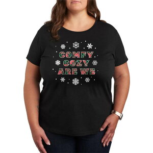 �A�j���L�����N�^�[ ���f�B�[�X �g�b�v�X T�V���c �v���X�T�C�Y �O���t�B�b�N Licensed Character Plusize Comfy Cozy Are We Christmas Graphic Tee Black �u���b�N