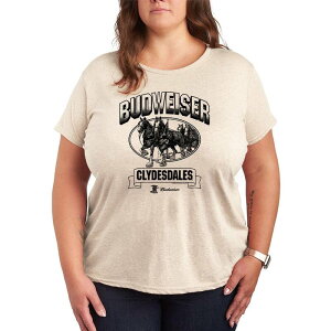�A�j���L�����N�^�[ ���f�B�[�X �g�b�v�X T�V���c �v���X�T�C�Y �O���t�B�b�N Licensed Character Plusize Budweiser Clydesdaleshort Sleeve Graphic Tee Birch