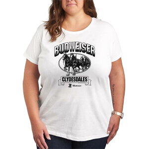 �A�j���L�����N�^�[ ���f�B�[�X �g�b�v�X T�V���c �v���X�T�C�Y �O���t�B�b�N Licensed Character Plusize Budweiser Clydesdaleshort Sleeve Graphic Tee White �z���C�g