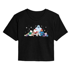 �A�j���L�����N�^�[ ���f�B�[�X �g�b�v�X T�V���c �N���b�v�h �O���t�B�b�N Licensed Character Juniors' Rudolph The Red-Nosed Reindeer Cropped Graphic Tee Black �u���b�N
