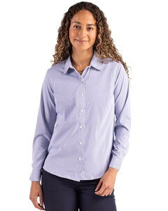 �J�b�^�[�A���h�o�b�N ���f�B�[�X �g�b�v�X �V���c Cutter & Buck Skylinepiconfidence Recycled Pinstripe Womens Long Sleeve Dresshirtour Blue And White �z���C�g
