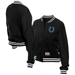 yz j[G fB[X WPbgEu] AE^[ Women's New Era Black Indianapolis Colts Throwback Fleece Full-Snap Jacket Clt Black