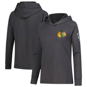 ���x���E�F�A ���f�B�[�X �g�b�v�X T�V���c �p�[�J�[ Women's Levelwear Connor Bedard Charcoal Chicago Blackhawks Impressioname & Numberaglan Hoodie Hwk Charco �`���R�[��