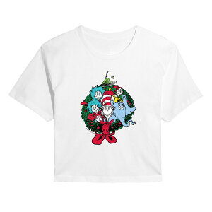 �A�j���L�����N�^�[ ���f�B�[�X �g�b�v�X T�V���c �N���b�v�h �O���t�B�b�N Licensed Character Juniors' Dr. Seuss Characters Christmas Wreath Cropped Graphic Tee White �z���C�g