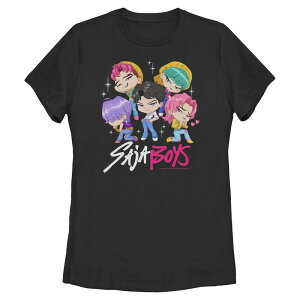 �A�j���L�����N�^�[ ���f�B�[�X �g�b�v�X T�V���c �O���t�B�b�N Licensed Character Juniors' K Pop Saja Boys Graphic Tee Black �u���b�N