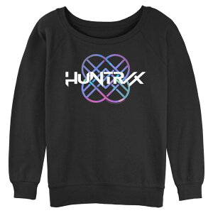 �A�j���L�����N�^�[ ���f�B�[�X �g�b�v�X T�V���c �p�C�� �O���t�B�b�N Licensed Character Juniors' Huntrix K Pop Demon Hunters Graphic Long Sleeve Slouchy Terry Black �u���b�N