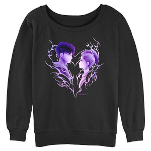 �A�j���L�����N�^�[ ���f�B�[�X �g�b�v�X T�V���c �p�C�� �O���t�B�b�N Licensed Character Juniors' Demon Hunters Graphic Long Sleeve Slouchy Terry Pullover Black �u���b�N