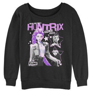 �A�j���L�����N�^�[ ���f�B�[�X �g�b�v�X T�V���c �p�C�� �O���t�B�b�N Licensed Character Juniors' K Pop Rumi Graphic Long Sleeve Slouchy Terry Pullover Black �u���b�N