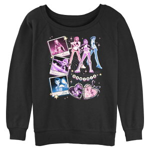 �A�j���L�����N�^�[ ���f�B�[�X �g�b�v�X T�V���c �p�C�� �O���t�B�b�N Licensed Character Juniors' Demon Hunters Huntrix Graphic Long Sleeve Slouchy Terry Pullover Black �u���b�N