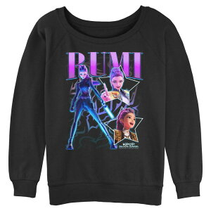 �A�j���L�����N�^�[ ���f�B�[�X �g�b�v�X T�V���c �p�C�� �O���t�B�b�N Licensed Character Juniors' Demon Hunters Rumi Graphic Pullover Long Sleeve Slouchy Terry Black �u���b�N