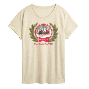 �A�j���L�����N�^�[ ���f�B�[�X �g�b�v�X T�V���c �O���t�B�b�N Licensed Character Women's Budweiser Clydesdales Holiday Graphic Tee Birch