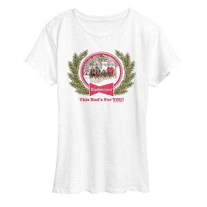 �A�j���L�����N�^�[ ���f�B�[�X �g�b�v�X T�V���c �O���t�B�b�N Licensed Character Women's Budweiser Clydesdales Holiday Graphic Tee White �z���C�g