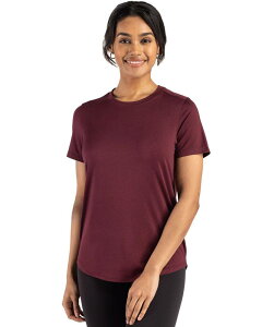 �J�b�^�[�A���h�o�b�N ���f�B�[�X �g�b�v�X T�V���c Cutter & Buck Coastlinepicomfort Recycled Womenshort Sleeve Tee Bordeaux