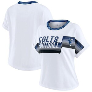 yz EFA oC G Ah[Y fB[X TVc gbvX Women's WEAR by Erin Andrews White Indianapolis Colts Cropped Center Stripe Dolman T-Shirt Clt White