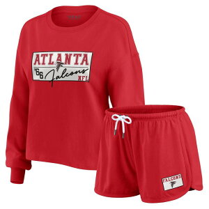 EFA oC G Ah[Y fB[X A_[EFA iCgEFA TVc V[gpc W[W[ Women's WEAR by Erin Andrews Red Atlanta Falcons Heavy Rugby Jersey Long Sleeve T-Shirt & Shorts Lounge 