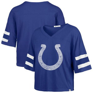 yz tH[eBZuuh fB[X TVc gbvX Women's '47 Royal Indianapolis Colts Premier Scout Cropped V-Neck T-Shirt Clt Blue
