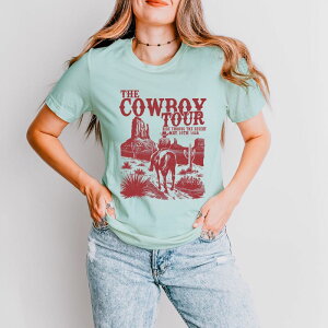 Simply Sage Market ���f�B�[�X �g�b�v�X T�V���c Simply Sage Markethe Cowboy Tour Distressed Short Sleeve Tee Seafoam �Z�[�W