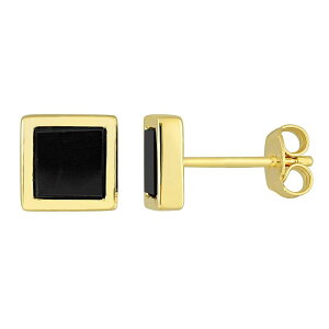 Xe O[X Y ANZT[ sAXECO Stella Grace Men's 18k Gold Over Silver Black Onyx Square Stud Earrings 18k Gold Plated S[h
