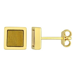 yz Xe O[X Y sAXECO ANZT[ Stella Grace Men's 18k Gold Over Silver Tiger's Eye Square Stud Earrings 18k Gold Plated