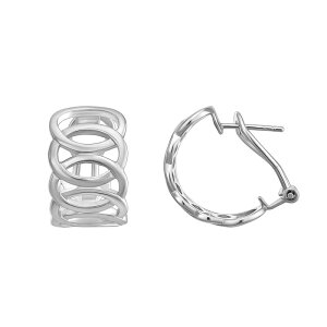 Aufbh fB[X ANZT[ sAXECO Unbranded Sterling Silver Weave Omega Hoop Earringsterling Silver Vo[
