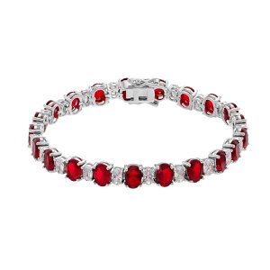 yz Aufbh fB[X uXbgEoOEANbg ANZT[ Sterling Silver Oval Cubic Zirconia Tennis Bracelet Red