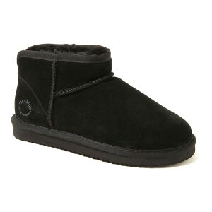 �f�B�A�t�H�[���Y ���f�B�[�X �V���[�Y �T���_�� �A���N�� �u�[�c Fireside by Dearfoams Riverland Women'shearling Micro Ankle Boot Slippers Black �u���b�N