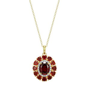 yz Aufbh fB[X lbNXE`[J[Ey_ggbv ANZT[ 18K Gold Over Silver Genuine Garnet and Diamond Accent Pendant Gold Tone