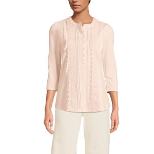 �����Y�G���h ���f�B�[�X �g�b�v�X T�V���c Women's Lands' End Three-Quarter Sleevembellished Button-Frontop Evening Forest �t�H���X�g