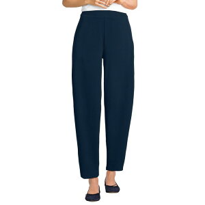 �����Y�G���h ���f�B�[�X �{�g���X �J�W���A���p���c �v�` �A���N�� �j�b�g Petite Lands' End Sport Knit High Rise Barrel Ankle Pants Radiant Navy �l�C�r�[