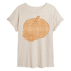 �A�j���L�����N�^�[ ���f�B�[�X �g�b�v�X T�V���c Licensed Character Juniors' Plaid Pumpkin Oversized Tee Beige �x�[�W��