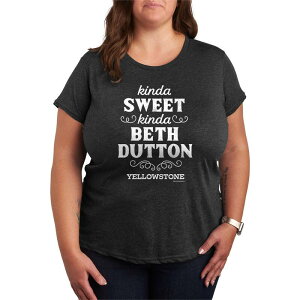 �A�j���L�����N�^�[ ���f�B�[�X �g�b�v�X T�V���c �v���X�T�C�Y �O���t�B�b�N Licensed Character Plusize Yellowstone Kinda Sweet Kinda Beth Dutton Graphic Tee Heather Charcoal �`���R�[��