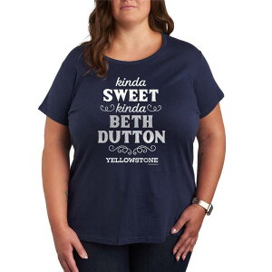 �A�j���L�����N�^�[ ���f�B�[�X �g�b�v�X T�V���c �v���X�T�C�Y �O���t�B�b�N Licensed Character Plusize Yellowstone Kinda Sweet Kinda Beth Dutton Graphic Tee Navy �l�C�r�[