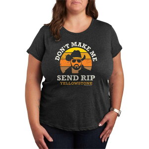 �A�j���L�����N�^�[ ���f�B�[�X �g�b�v�X T�V���c �v���X�T�C�Y �O���t�B�b�N Licensed Character Plusize Yellowstone Don't Make Me Send RIP Graphic Tee Heather Charcoal �`���R�[��