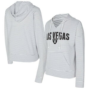 �A���u�����f�b�h ���f�B�[�X �g�b�v�X T�V���c V�l�b�N �p�[�J�[ Unbranded Women's Conceptsport White/Gray Las Vegas Raiders Liftoff Striped V-Neck Hoodie Lvr White �z���C�g