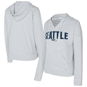 �A���u�����f�b�h ���f�B�[�X �g�b�v�X T�V���c V�l�b�N �p�[�J�[ Unbranded Women's Conceptsport White/Gray Seattle Seahawks Liftoff Striped V-Neck Hoodie Sea White �z���C�g