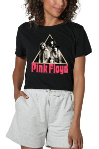 �A�j���L�����N�^�[ ���f�B�[�X �g�b�v�X T�V���c �O���t�B�b�N Licensed Character Juniors' Pink Floyd Band Pyramid Graphicrop Tee Black �u���b�N