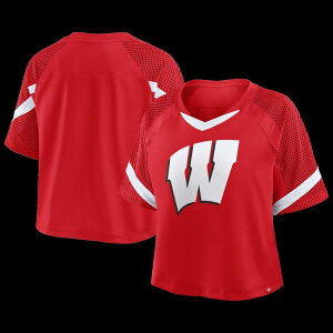 t@ieBNX fB[X gbvX TVc VlbN W[W[ Women's Fanatics Red Wisconsin Badgers Oversized Raglan V-Neck Fashion Jersey Wis Red bh