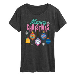 fBYj[ fB[X gbvX TVc OtBbN Women's Disney's The Aristocats Meowy Christmas Graphic Tee Heather Charcoal `R[