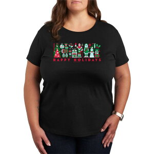 �A�j���L�����N�^�[ ���f�B�[�X �g�b�v�X T�V���c �v���X�T�C�Y �O���t�B�b�N Licensed Character Juniors' Plusize Star Warscandinavian Christmas Graphic Tee Black �u���b�N