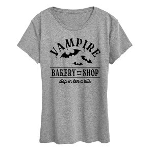AjLN^[ fB[X gbvX TVc OtBbN Licensed Character Women's Vampire Bakery Halloween Graphic Tee Heather Gray O[