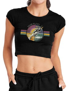 �A�j���L�����N�^�[ ���f�B�[�X �g�b�v�X T�V���c �O���t�B�b�N Licensed Character Juniors' Pink Floyd Graphic Rib Crop Top Black �u���b�N