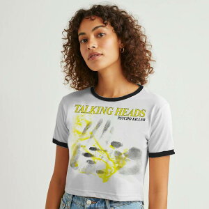 �A���u�����f�b�h ���f�B�[�X �g�b�v�X T�V���c �v�����g �O���t�B�b�N Unbranded Juniors' Talking Heads Psycho Killer Hand Prints Graphic Ringer Baby Tee White Caviar �z���C�g