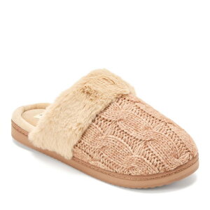 yz fBAtH[Y fB[X T_ V[Y Dearfoams Cable Knit Women's Slip-On Scuff Slippers Latte