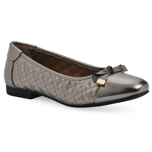 �z���C�g�}�E���e�� ���f�B�[�X �V���[�Y �T���_�� White Mountain Bocah Women's Ballet Flatslip-On Round Toe Flats Pewter Metallic �s���[�^�[