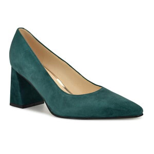 �i�C���E�F�X�g ���f�B�[�X �V���[�Y �p���v�X�G�[�h �q�[�� Nine West Monda Women's Block Heel Slip-On Suede Dress Pumps Dark Green Suede �O���[��